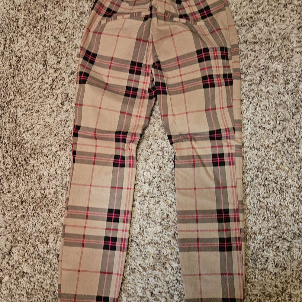 New York & Company Beige and Black Plaid Cropped Pants - Picture 7 of 8